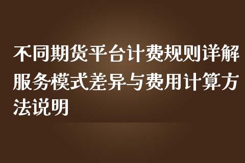 不同期货平台计费规则详解服务模式差异与费用计算方法说明